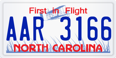 NC license plate AAR3166