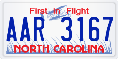 NC license plate AAR3167