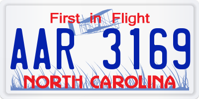 NC license plate AAR3169
