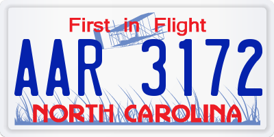 NC license plate AAR3172