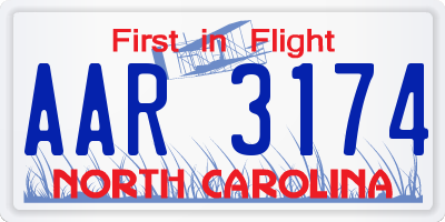 NC license plate AAR3174