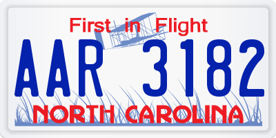 NC license plate AAR3182