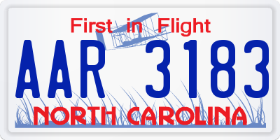 NC license plate AAR3183