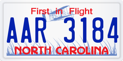 NC license plate AAR3184