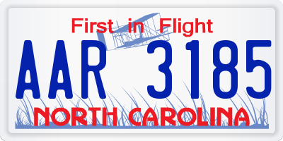 NC license plate AAR3185