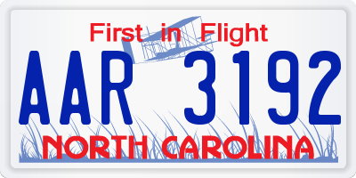 NC license plate AAR3192