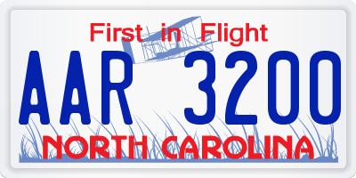 NC license plate AAR3200