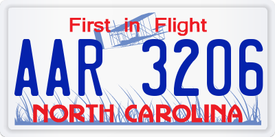 NC license plate AAR3206