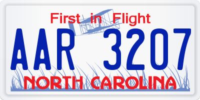 NC license plate AAR3207