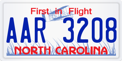 NC license plate AAR3208