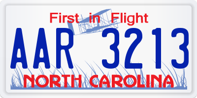 NC license plate AAR3213