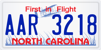 NC license plate AAR3218