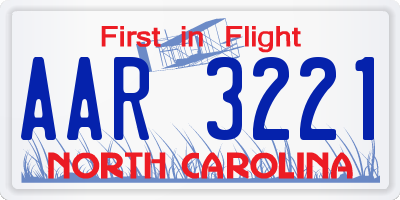 NC license plate AAR3221