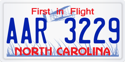NC license plate AAR3229