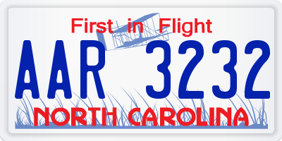 NC license plate AAR3232