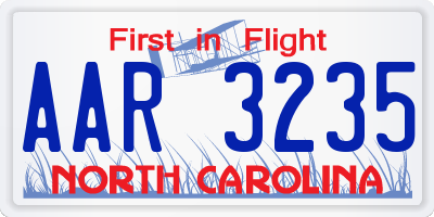 NC license plate AAR3235