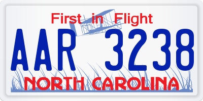 NC license plate AAR3238