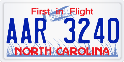 NC license plate AAR3240