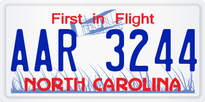 NC license plate AAR3244
