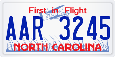 NC license plate AAR3245