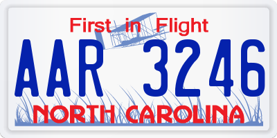NC license plate AAR3246