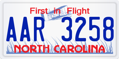 NC license plate AAR3258