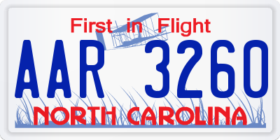 NC license plate AAR3260