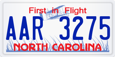 NC license plate AAR3275