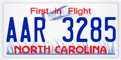 NC license plate AAR3285