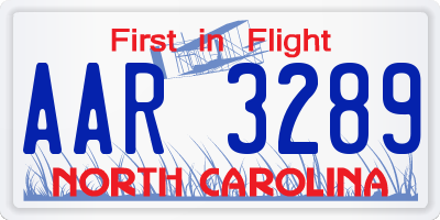 NC license plate AAR3289
