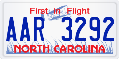 NC license plate AAR3292