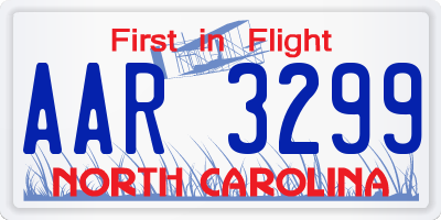 NC license plate AAR3299