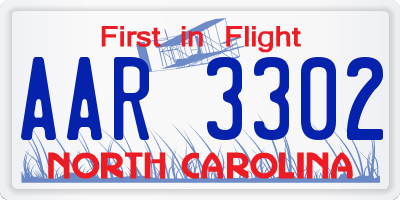 NC license plate AAR3302