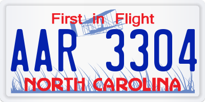 NC license plate AAR3304