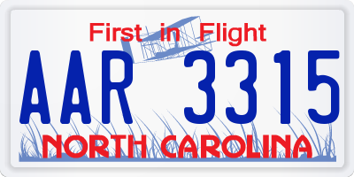 NC license plate AAR3315