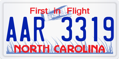 NC license plate AAR3319