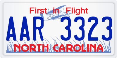 NC license plate AAR3323