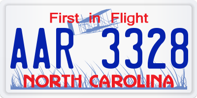 NC license plate AAR3328