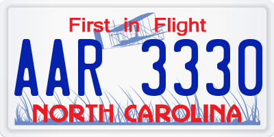 NC license plate AAR3330