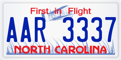 NC license plate AAR3337