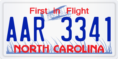 NC license plate AAR3341