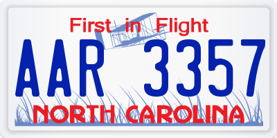 NC license plate AAR3357