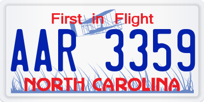 NC license plate AAR3359