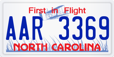 NC license plate AAR3369