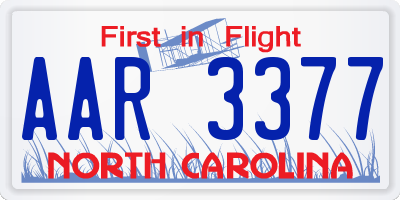NC license plate AAR3377