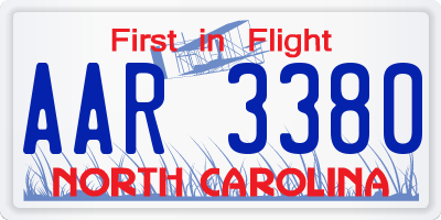 NC license plate AAR3380