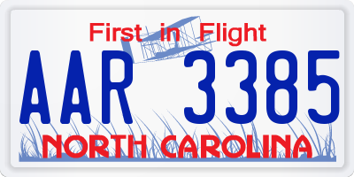 NC license plate AAR3385
