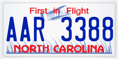 NC license plate AAR3388