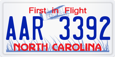 NC license plate AAR3392