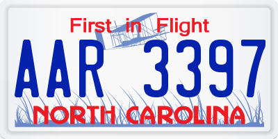 NC license plate AAR3397